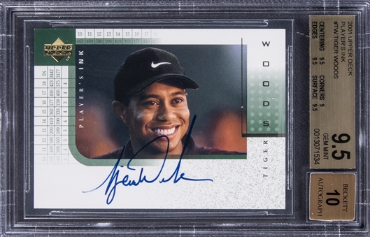 2001 Upper Deck Players Ink Auto #TW Tiger Woods Signed Rookie Card - BGS GEM MINT 9.5/BGS 10